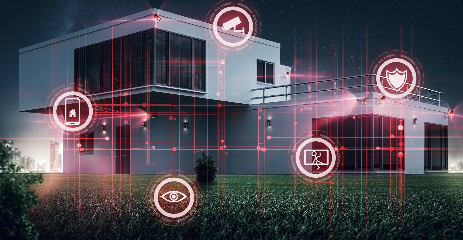 Vernetztes Smart Home bei Nacht | Enthärtungsanlage  